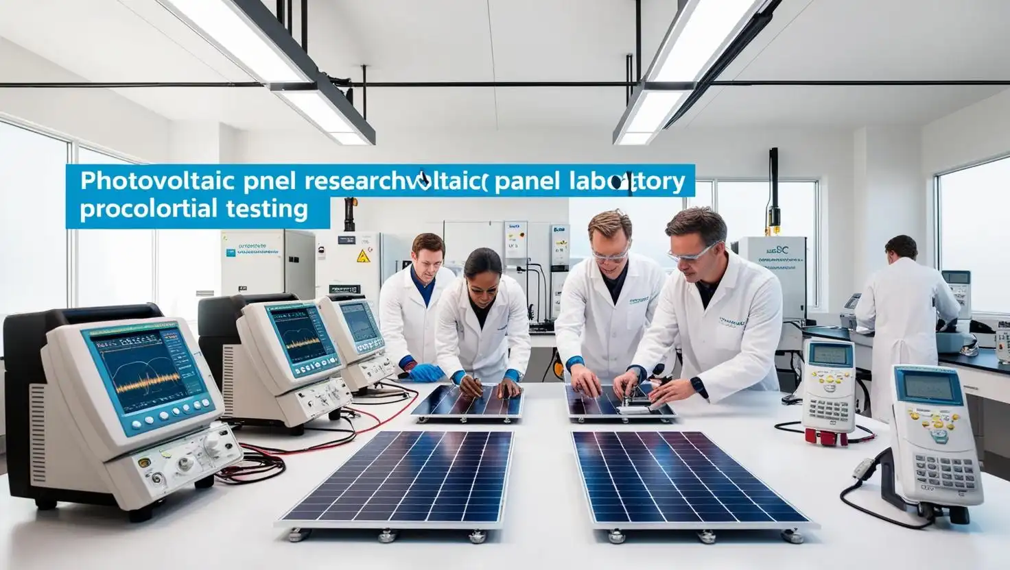 Zdjęcie nowoczesnego laboratorium badawczego, w którym prowadzone są testy paneli fotowoltaicznych._fotowoltaika Zdjęcie nowoczesnego laboratorium badawczego, w którym prowadzone są testy paneli fotowoltaicznych._fotowoltaika
